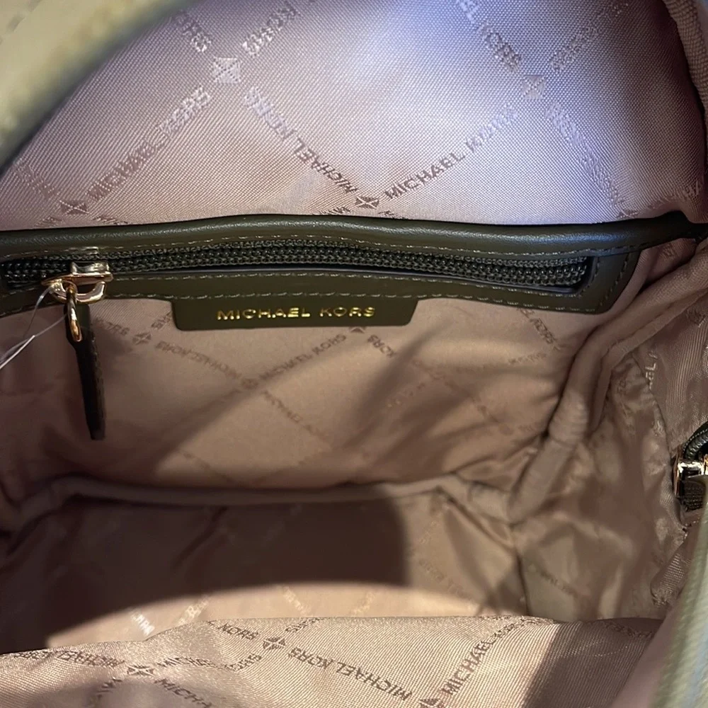 MICHAEL KORS Maisie Extra-Small Pebbled Leather 2-in-1 Backpack Olive NWT